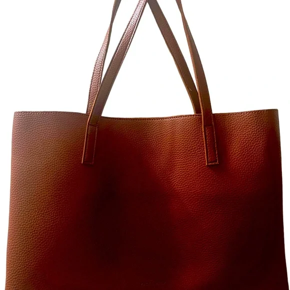 Vince Camuto Brown Black Faux Leather Striped Luck Tote Handbag - Picture 3 of 4